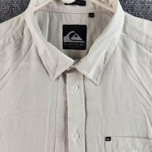 Quiksilver Button Up Shirt Long Sleeve Men Surf Outdoors 2XL Premium Ivory